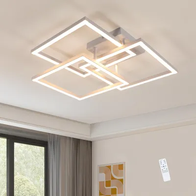 Produktbild von Comely LED Deckenlampe 62x62cm 40W Dimmbar mit Fernbedienung Weiß Moderne Deckenleuchte Großflächenlampe für Wohnzimmer Schlafzimmer Küche Flur Innenbeleuchtung