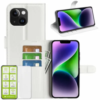 Immagine prodotto di Per Apple iPhone 15 Custodia del telefono cellulare Custodia in bianca + vetro temperato H9