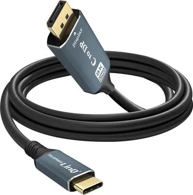 Image de Câble vidéo 8K USB-C vers DisplayPort mâle Haute résolution 1.8m LinQ Noir