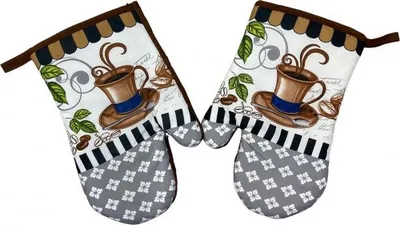Obrázek produktu pro Chňapka kuchyňská /rukavice  s magnetem a poutkem  - Coffee  šálek šedá