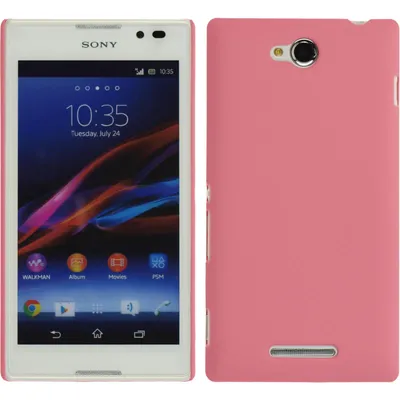 Produktbild von PhoneNatic Case kompatibel mit Sony Xperia C - Hülle rosa gummiert Hard-case + 2 Schutzfolien
