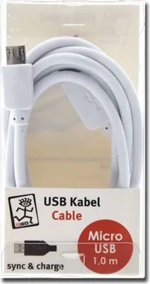 Produktbild von 2GO USB Lade-/Datenkabel USB-A - Micro-USB  1m  Nylon  weiß