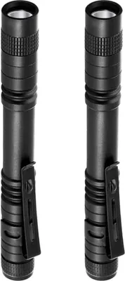 Obrázek produktu pro Mini LED svítilna, 2dílná pracovní svítilna, tužková svítilna s výkonem 200 lumenů, přenosná vodotěsná svítilna pro kutily, práci a nouzové osvětlení, 2 AAA baterie (nejsou součástí balení).