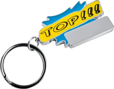 Produktbild von Metall Schlüsselanhänger "Top!!!" / Farbe: hellblau