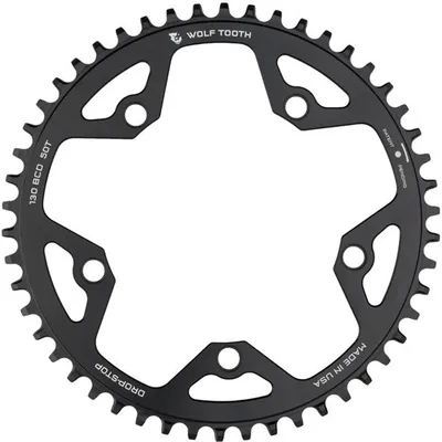 Image de Kettenblatt Wolf Tooth Gravel/CX/Road, 130 BCD, 5-Loch, 46 Z., Drop-Stop B, noir