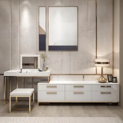 Produktbild von Schmink Tische Konsolen Tisch Side Board Schlaf Zimmer Holz Spiegel + Kommode
