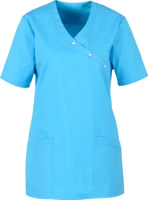 Produktbild von beb MEDIZIN/PFLEGE Damen KASACK Kurzarm V-Neck Baumwollmix Azur L