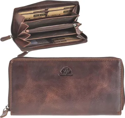 Zdjęcie produktu dla Greenburry Wytrzymały portfel skórzany 19x10 cm brązowy