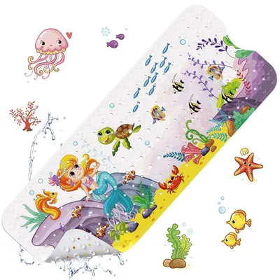 Productafbeelding van Antislip badmat voor kinderen, 100x40 cm, douchemat, badmat met zeemeermotief