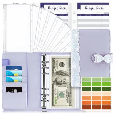 Produktbild von Budget Binder A6 Schmetterling Violett mit Geldumschlägen und Zubehör