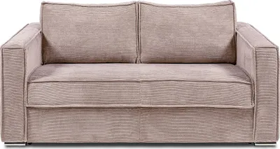 Produktbild von Express 3-Sitzer Schlafsofa in rosa Kord - Schlafbereich mit 140 cm breiten Latten - 22 cm Matratze mit Formgedächtnis - LORETO