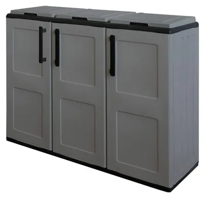 Produktbild von Abfallschrank für den Außen- oder Innenbereich, 3 Tür Taschenhalter, 100%  Italy, 102x37h90 cm, graue Farbe