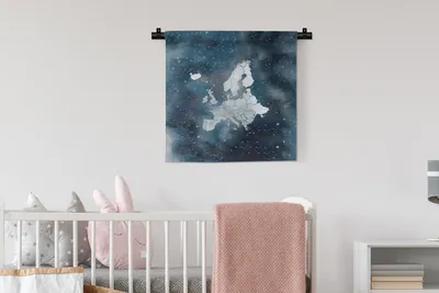 Produktbild von MuchoWow® Wandteppich Wandbehang Karten - Europa - Sternenhimmel - Aquarelle 60x60 cm Tapisserie Dekoration Wandtuch - Dekorationen - Wand Decke