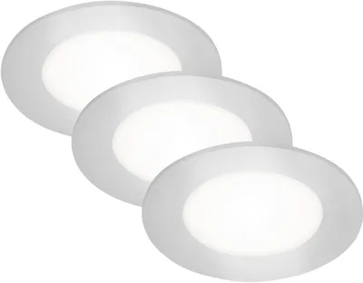 Zdjęcie produktu dla Zestaw 3 lamp wpuszczanych LED ultrapłaskich 3W IP23 chrom Ø8,6cm tworzywo Briloner