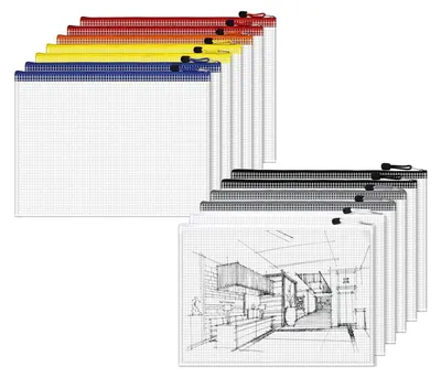 Produktbild von Dokumententaschen A3 14 Stück Mesh-Kunststoff transparent mit Reißverschluss
