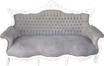Produktbild von Casa Padrino Barock 3er Sofa Master Grau / Weiß 210 x 135 x 90 cm