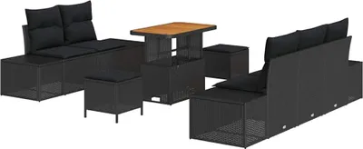 Produktbild von "WINTER SALE" Gartensofa Set - Balkonmöbel/Loungeset - elegantes Design - mit Kissen 8 pcs Schwarz Poly Rattan - 90x55x71cm - Gartensofas NeuMöbel877903
