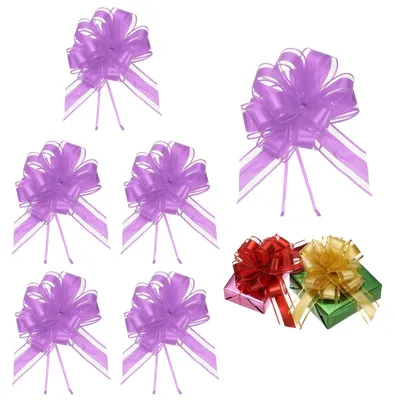 6 Organza-Schleifen, hellviolett, 22,5 cm, für Geschenke