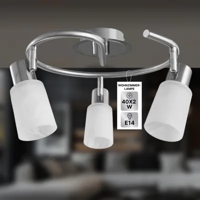 Produktbild von Deckenstrahler Silber/Weiß, 3-flammig, ARTE LAMP Cavalletta, E14 bis 40 W je Fassung, für Wohnzimmer & Küche, 30 x 30 x 18 cm, A4510PL-3SS