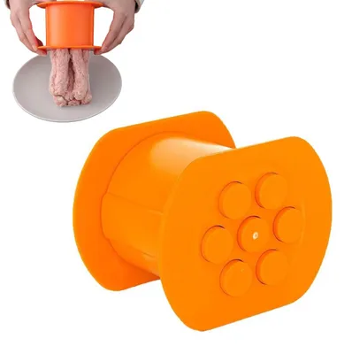Cevapcici-Presse, 7-Loch, manuell, orange, Kunststoff