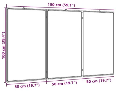 Obrázok produktu pre Biela tabuľa – Skladacia magnetická tabuľa – 150x100x1,7 cm – Hliníkový rám – Armygren