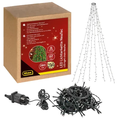 Productafbeelding van Idena 31108 - LED-lichtketting met 280 LED's in warmwit, NewTec kerstboomverlichting
