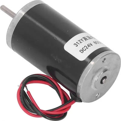 A close-up studio shot of a DC electric motor.