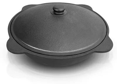 Image de Casserole en fonte émaillée de 22 litres avec couvercle en aluminium - Noir