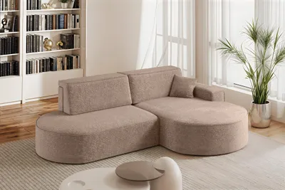 Produktbild von Ecksofa Schlafsofa Sofa VENEDIG Stoff Arena Sand Ottomane Rechts