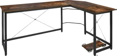 Produktbild von Happyment® L-förmiger Eckschreibtisch „Fioren“ – 167 x 120 x 74,5 cm – Home-Office, Gaming & Arbeitsstation – Retro – P2 MDF & Metall