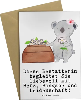Produktbild von Mr. & Mrs. Panda jubiläumskarte Bestatterin Herz - Weiß - Geschenk, weihnachtskarten, Glückwunschkarte, einladungskarten, dankeskarten, osterkarten, Grußkarten