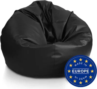 Produktbild von Ecopuf Sakwa, Sitzkissen Sessel Bean Bag, Sitzsack Kunstleder, Schwarz E14, M