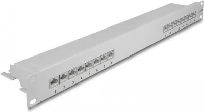Produktbild von Delock 19 Zoll Patchpanel 16 Port Cat.6A 1 HE grau