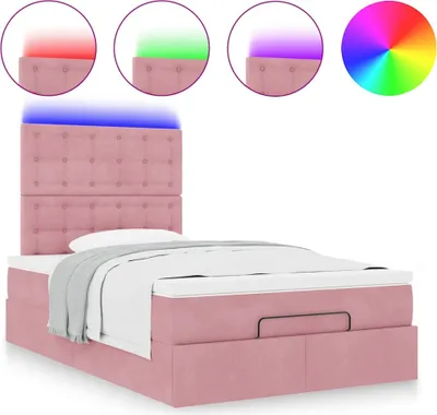 Produktbild von Ottoman-Bett mit Matratzen & LEDs Rosa 120x190 cm Samt