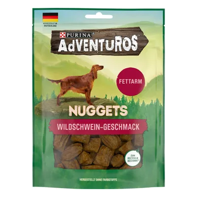 Produktbild von ADVENTuROS Nuggets Hundeleckerli fettarm, mit Wildschweingeschmack 90g Beutel (1er Pack (1 x 90g))