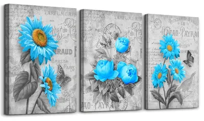 Produktbild von 4406 Blaue Blumen Leinwandbild 120x80 cm