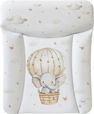 Produktbild von Ceba Baby® weiche Wickelauflage 50x70 cm  - Baby Wickelunterlage - Wickeltischauflage für Junge und Mädchen - Wasserdicht, abwaschbar - ® Standard 100 -  EU - Elefant im Ballon