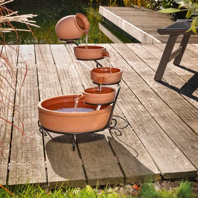 Produktbild von esotec Terrakottafarbener Solar Kaskadenbrunnen Livorno outdoor 101302