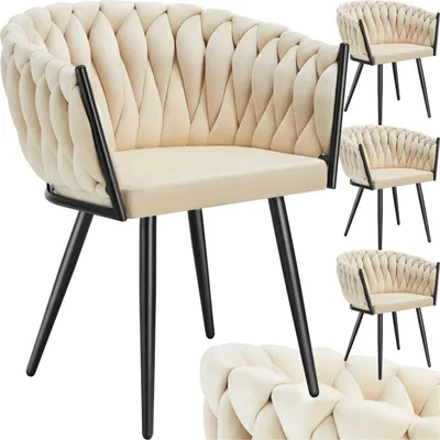 Produktbild von Set Esszimmerstuhl Astano Samt, Knotendesign - Sand, 4er Set
