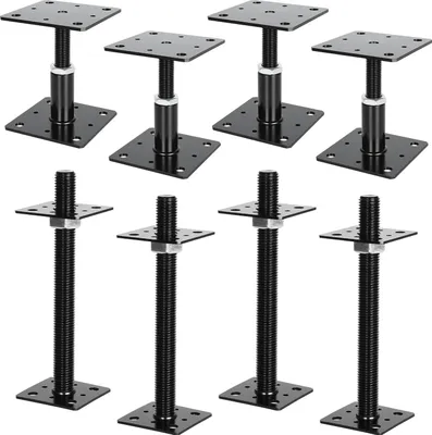 Produktbild von Vigevee 4er Set Pfostenträger höhenverstellbar 30–250 mm aus Stahl mit Schrauben Schwarz
