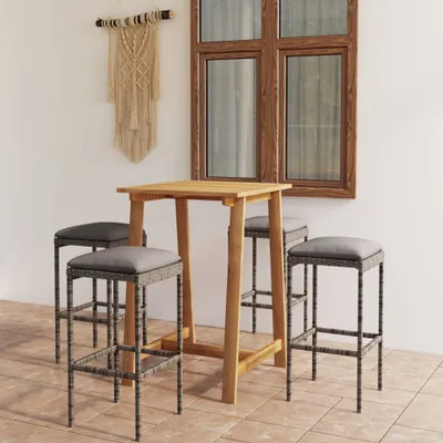 Produktbild von The Living Store 5-tlg. Gartenbar-Set mit Kissen Grau