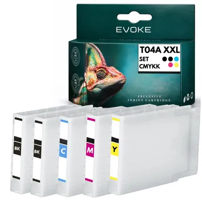 Produktbild von Evoke kompatible Tinte für Epson T04A1 T04A2 T04A3 T04A4 XXL 4x CMYK:Schwarz,Cyan,Magenta,Gelb 510 ml WorkForce Pro WF-C8190DW C8190DTW C8190DTWC C8190D3TWC C8690DWF C8690DTWF C8690DTWFC C8690D3TWFC