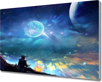Produktbild von Coloray Herdabdeckplatte 80x52 cm Schneidebrett Kochplattenabdeckung Küchenbrett Hackbrett - Der Nachthimmel Sterne Mond