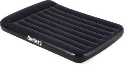 A black air mattress on a white background.