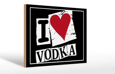 Produktbild von Holzschild  I Love Vodka, 30x20 cm, Holzschilder Spruch Alkohol Spirituose