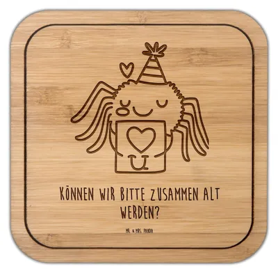 Produktbild von Mr. & Mrs. Panda kunststoff untersetzer Spinne Agathe Brief - Transparent - Geschenk, Verliebt, Tischuntersetzer, Coaster, Liebesgeschenk, Ich Liebe Dich, kork, Treuetest