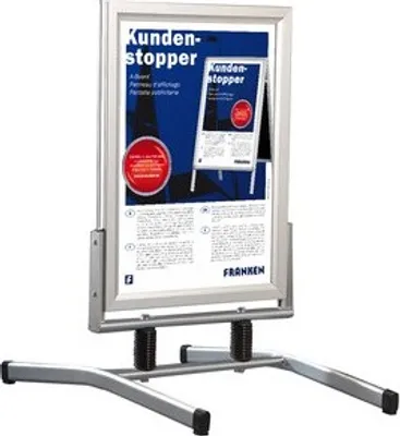 Produktbild von FRANKEN Franken Kundenstopper Outdoor 75,4 x 102,8 x 70 cm (B x H x T) DIN A1 Zweiarmfuß Aluminium silber