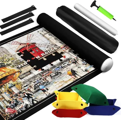 Produktbild von Puzzle Matte für 500, 1000, 1500 Teile, mit 4 Filz Sortierboxen, für Puzzleliebhaber