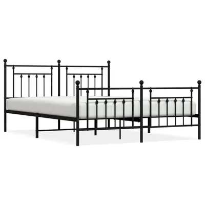 Image de vidaXL Cadre de lit avec tête et pied de lit en métal noir 183x213 cm