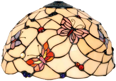 Produktbild von LumiLamp 5LL-770 Lampenschirm Tiffany Ø 30x20 cm Beige Rosa Glas Schmetterling